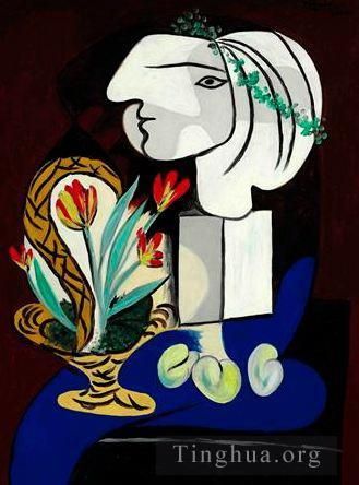 Pablo Picasso's Contemporary Various Paintings - Stilllife with tulips Nature morte aux tulipes 1932