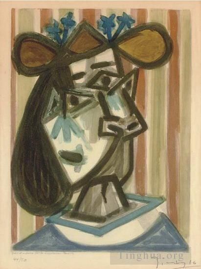 Pablo Picasso's Contemporary Various Paintings - Tete 1928