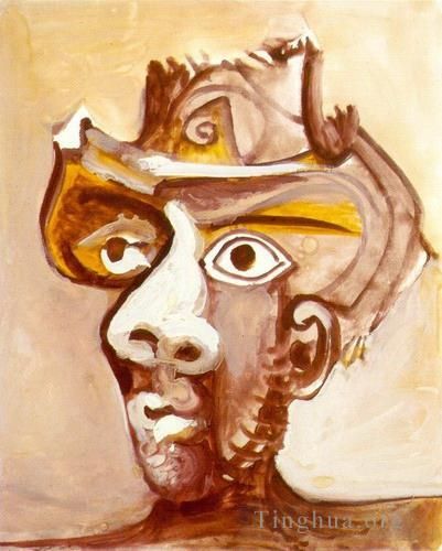 Pablo Picasso's Contemporary Various Paintings - Tete d homme au chapeau 1971