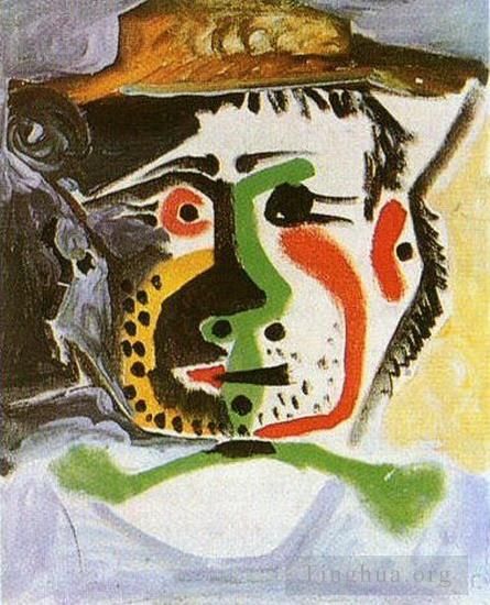 Pablo Picasso's Contemporary Various Paintings - Tete d homme au chapeau 1972