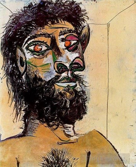 Pablo Picasso's Contemporary Various Paintings - Tete d homme barbu 1956