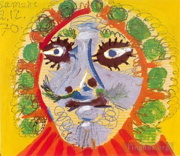 Pablo Picasso's Contemporary Various Paintings - Tete d homme de face 1970