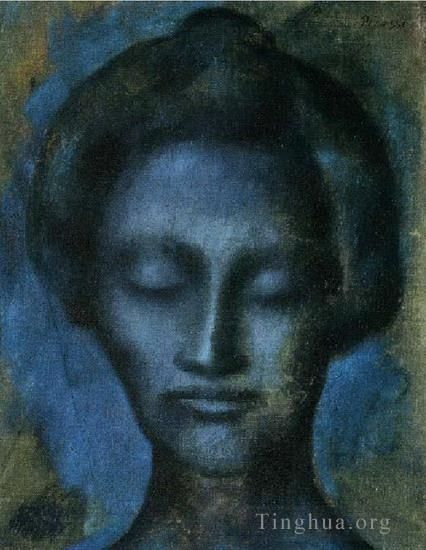 Pablo Picasso's Contemporary Various Paintings - Tete de femme 1901