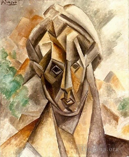 Pablo Picasso's Contemporary Various Paintings - Tete de femme 1909