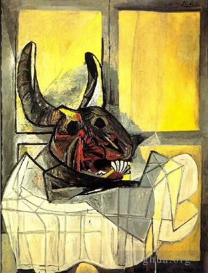 Pablo Picasso's Contemporary Various Paintings - Tete de taureau sur une table 1942