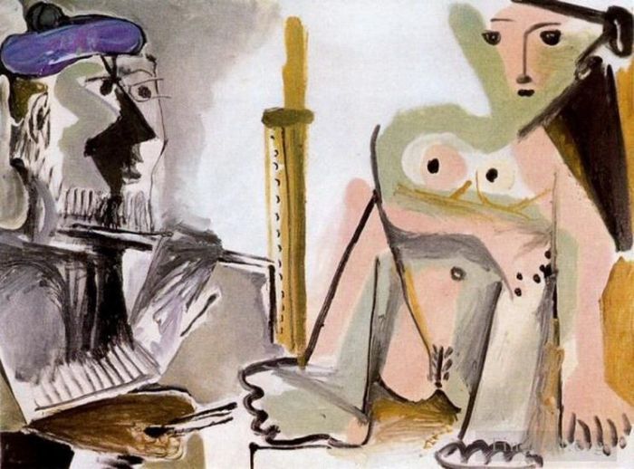 Pablo Picasso's Contemporary Various Paintings - The Artist and His Model L artiste et son modele 5 1964