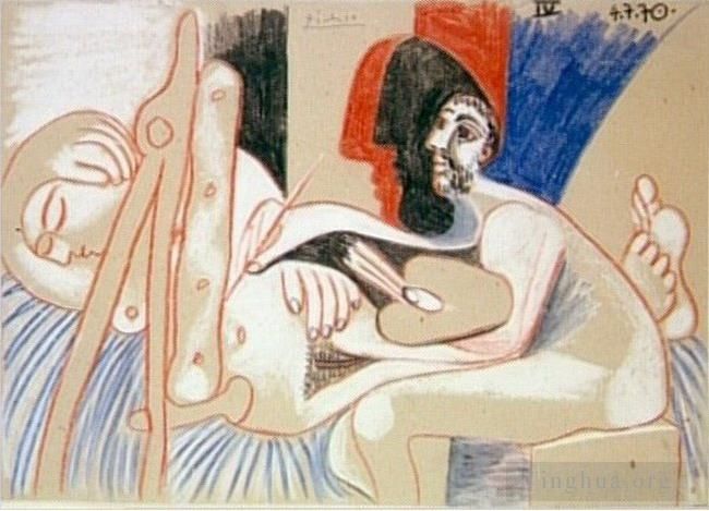 Pablo Picasso's Contemporary Various Paintings - The Artist and His Model L artiste et son modele 7 1970