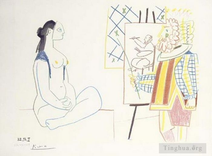 Pablo Picasso's Contemporary Various Paintings - The Artist and His Model L artiste et son modele II 1958