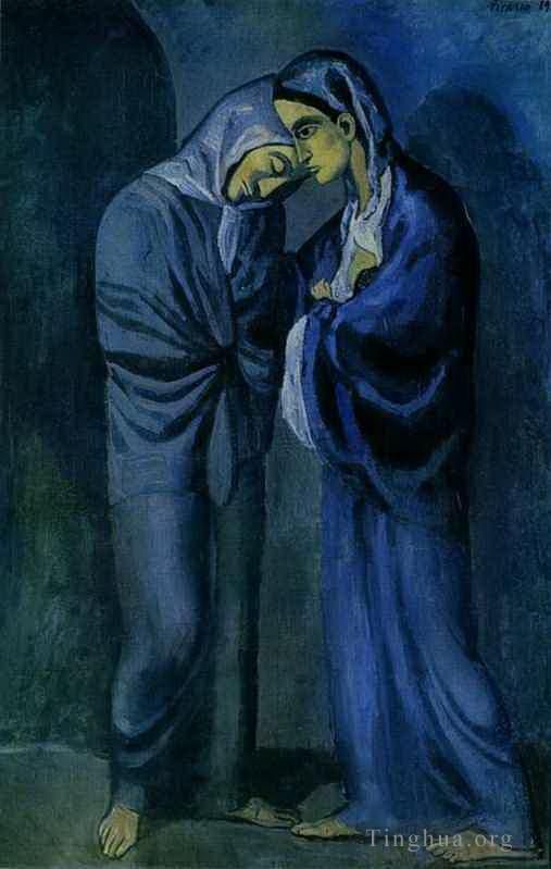 Pablo Picasso's Contemporary Various Paintings - The Visit Two Sisters 1902