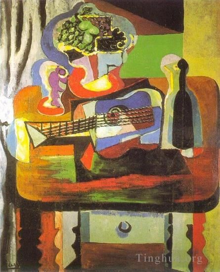 Pablo Picasso's Contemporary Various Paintings - Verre bouquet guitare bouteille 1919