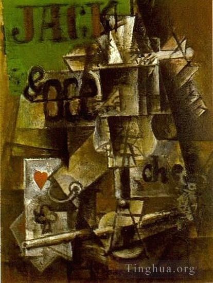 Pablo Picasso's Contemporary Various Paintings - Verre de Pernod et cartes 1912