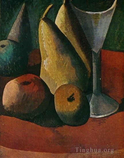 Pablo Picasso's Contemporary Various Paintings - Verre et fruits 1908