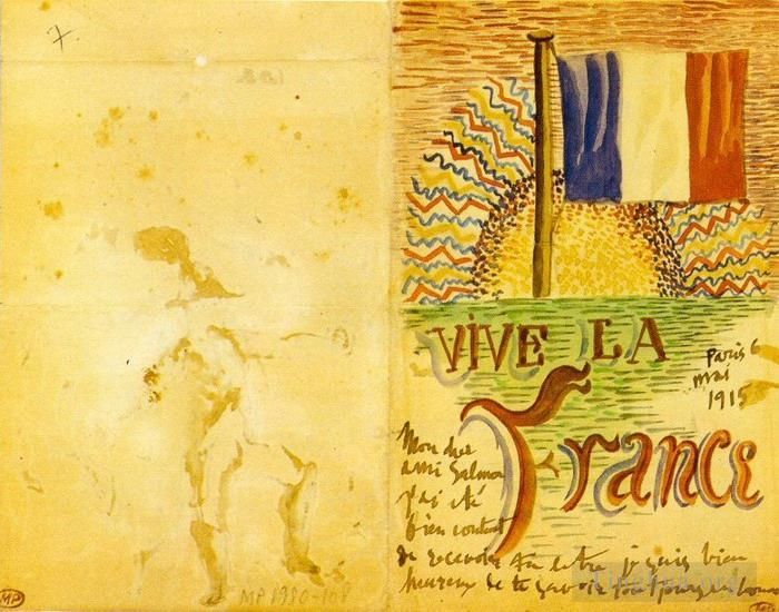 Pablo Picasso's Contemporary Various Paintings - Vive La France 1914