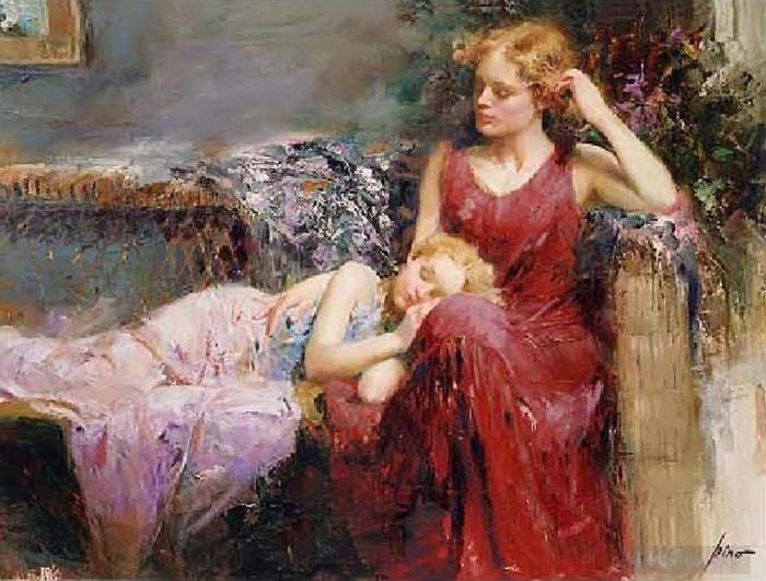Pino Daeni's Contemporary Oil Painting - A Mother s Love