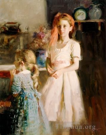 Pino Daeni's Contemporary Oil Painting - Best Friends