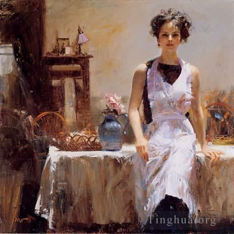 Pino Daeni's Contemporary Oil Painting - Evening Thoughts