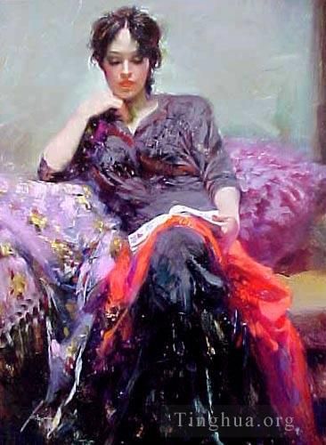 Pino Daeni's Contemporary Oil Painting - Her Favorite Book