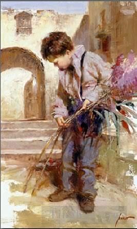 Pino Daeni's Contemporary Oil Painting - Lines in the Sand