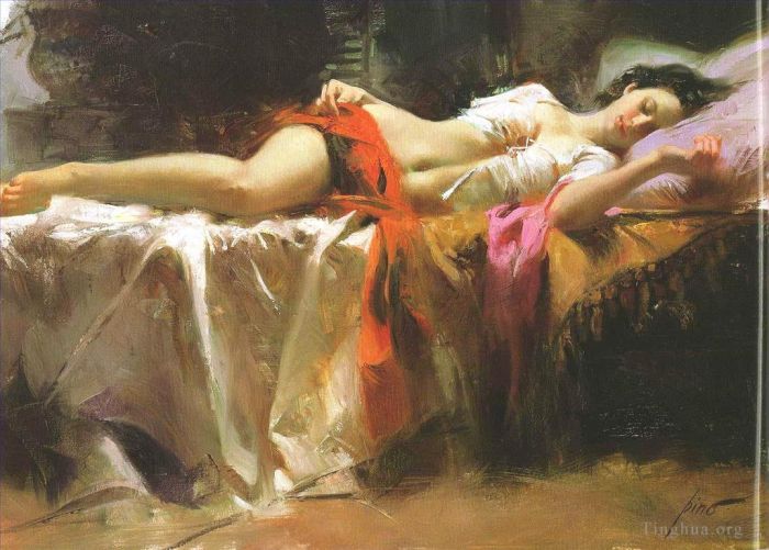 Pino Daeni's Contemporary Oil Painting - Pino Daeni sleeping girl