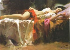 Contemporary Oil Painting - Pino Daeni sleeping girl