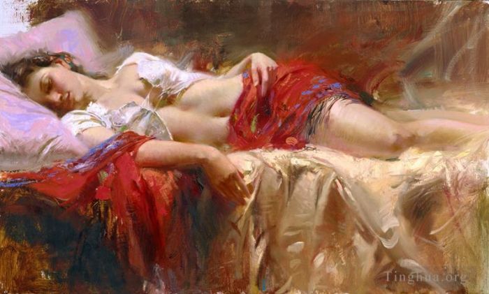 Pino Daeni's Contemporary Oil Painting - Restful