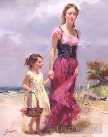 Pino Daeni's Contemporary Oil Painting - Summertime Breeze