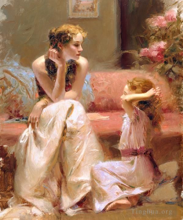Pino Daeni's Contemporary Oil Painting - Thinking of You
