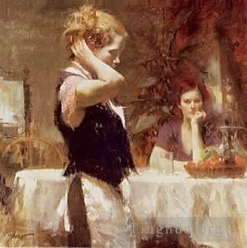Pino Daeni's Contemporary Oil Painting - Wistful Thinking