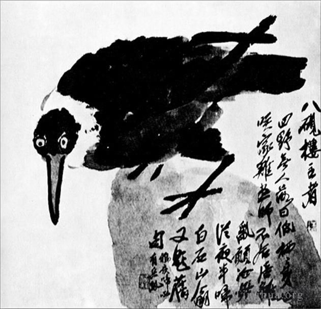 Qi Baishi's Contemporary Chinese Painting - A bird with a white neck