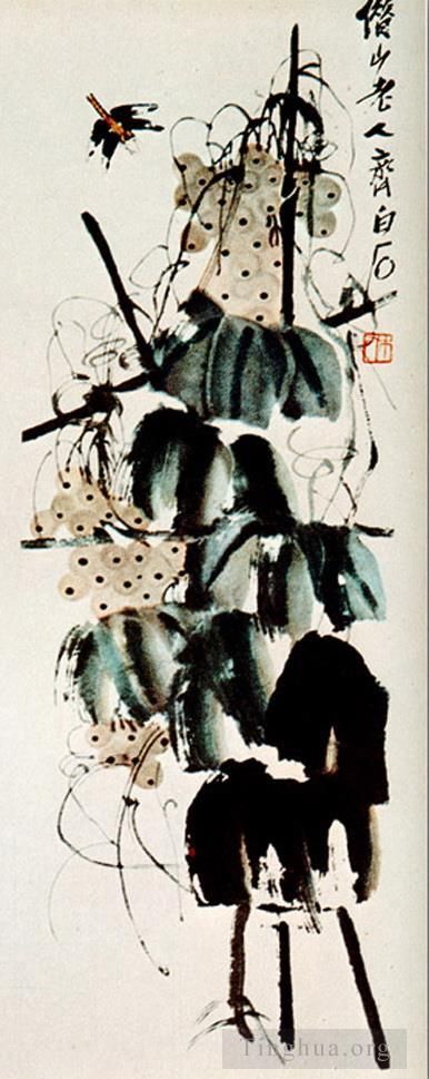 Qi Baishi's Contemporary Chinese Painting - Bindweed and grapes 2