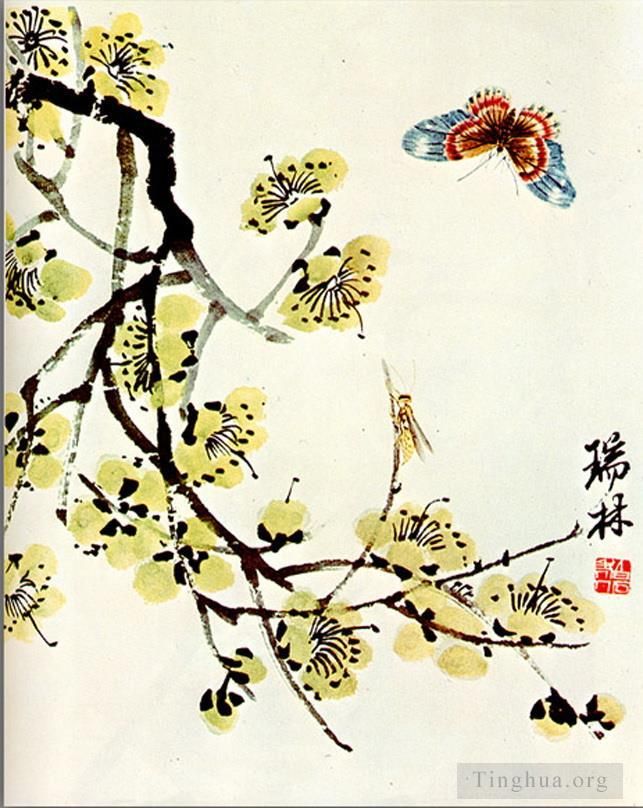 Qi Baishi's Contemporary Chinese Painting - Butterfly and flowering plum