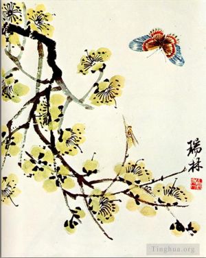 Contemporary Artwork by Qi Baishi - Butterfly and flowering plum