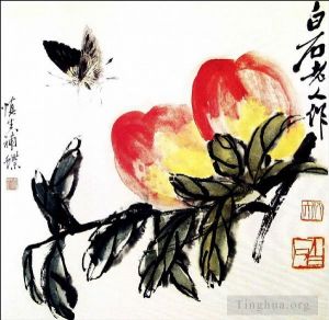 Contemporary Chinese Painting - Butterfly and peach