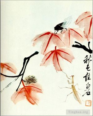 Contemporary Artwork by Qi Baishi - Likvidambra taiwan and the cicada