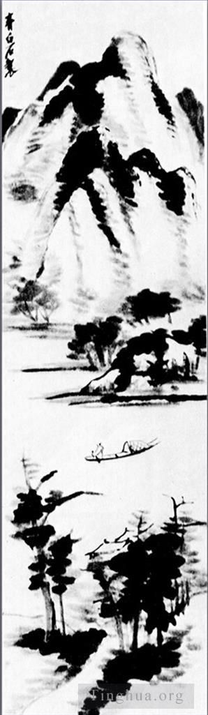 Contemporary Artwork by Qi Baishi - Lonely boat