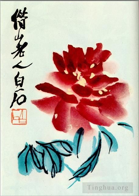 Qi Baishi's Contemporary Chinese Painting - Peony 1956
