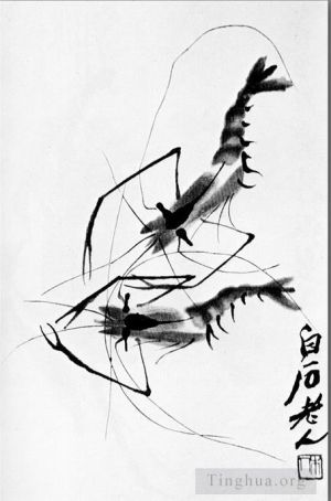 Contemporary Artwork by Qi Baishi - Shrimp