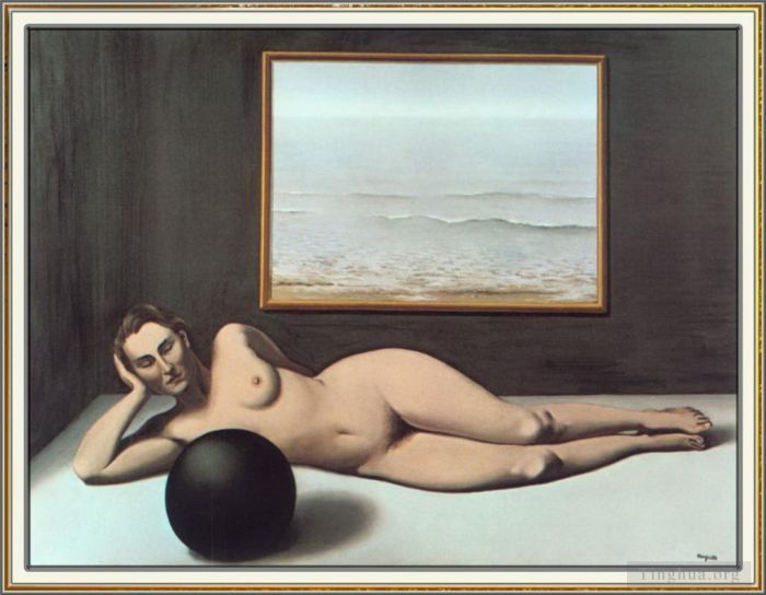Rene Magritte's Contemporary Various Paintings - Bather between light and darkness 1935