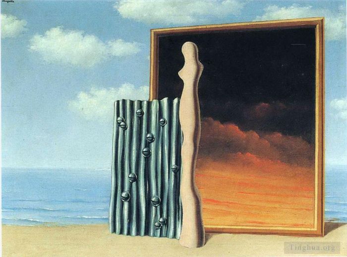 Rene Magritte's Contemporary Various Paintings - Composition on a seashore 1935