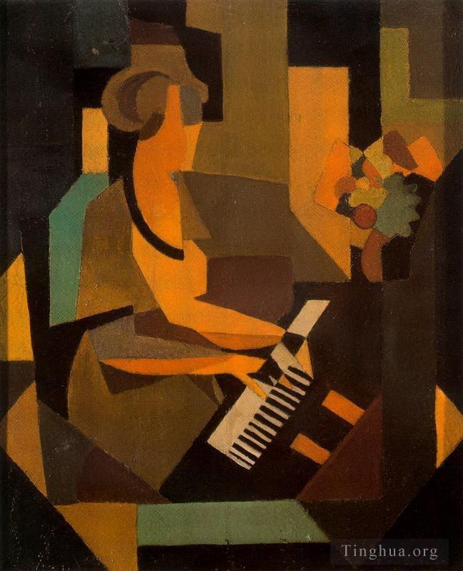 Rene Magritte's Contemporary Various Paintings - Georgette at the piano 1923