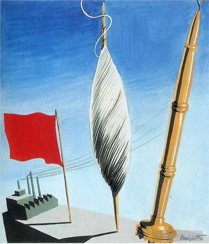 Rene Magritte's Contemporary Various Paintings - Project of poster the center of textile workers in belgium 1932