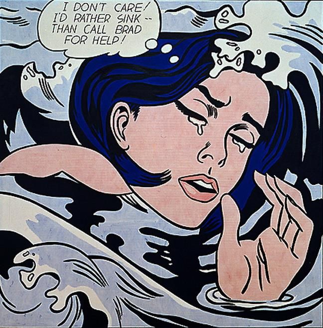 Roy Lichtenstein's Contemporary Oil Painting - Drowning girl 1963
