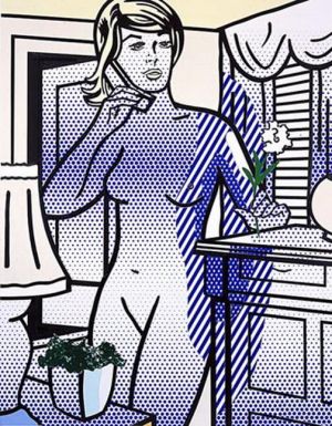 Contemporary Artwork by Roy Lichtenstein - Collage for nude with white flower 1994