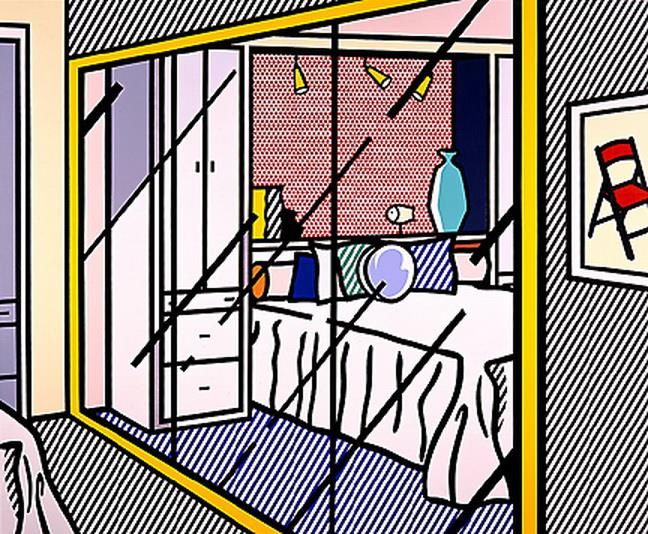 Roy Lichtenstein's Contemporary Various Paintings - Interior with mirrored closet 1991