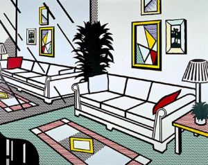 Contemporary Artwork by Roy Lichtenstein - Interior with mirrored wall 1991