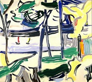 Contemporary Artwork by Roy Lichtenstein - Sailboats through the trees 1984