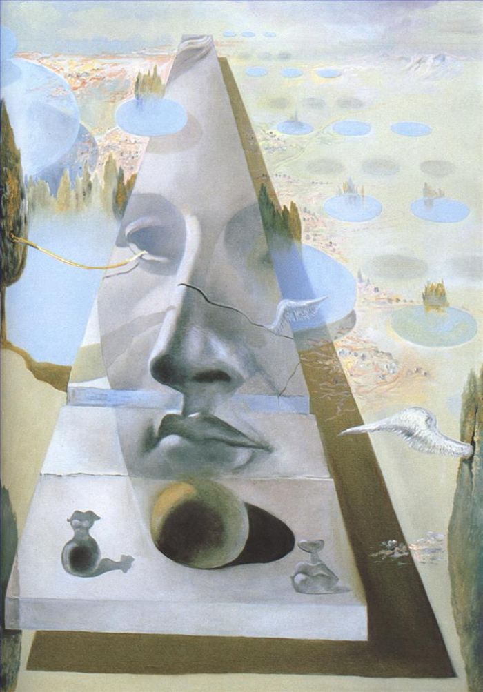 Salvador Dali's Contemporary Oil Painting - Apparition of the Visage of Aphrodite of Cnidos in a Landscape