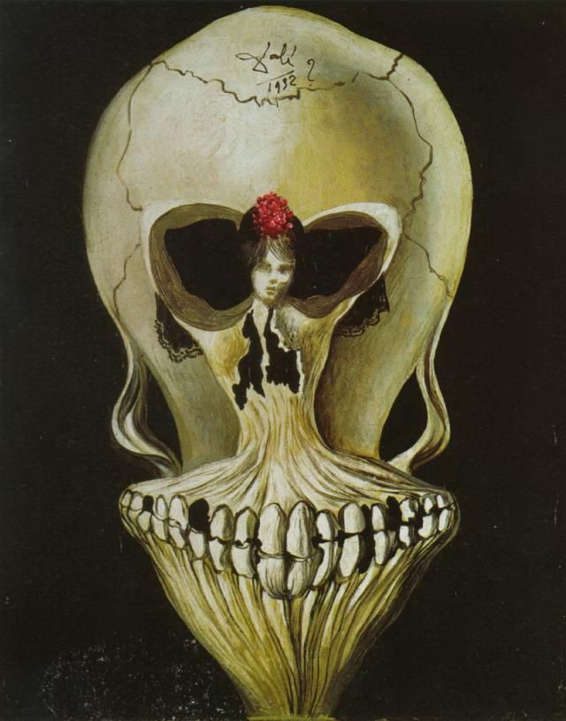 Salvador Dali's Contemporary Oil Painting - Ballerina in a Death s Head