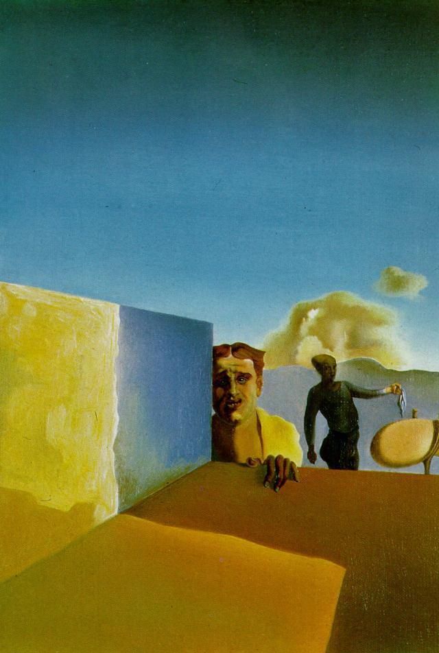 Salvador Dali's Contemporary Oil Painting - Barber Saddened by the Persistence of Good Weather The Anguished Barber