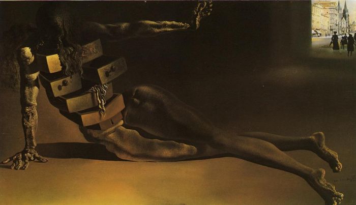 Salvador Dali's Contemporary Oil Painting - City of drawers 2